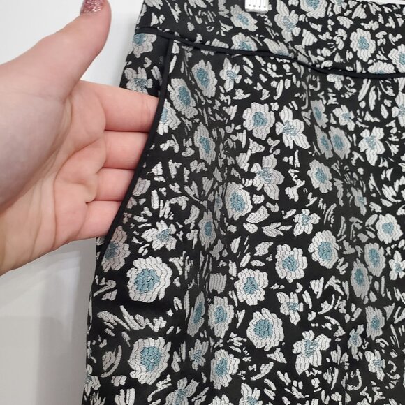 Loft Womens Black Floral Jacquard Mini Skirt Size 14 Pockets Cottage Boho NWT - Picture 3 of 10